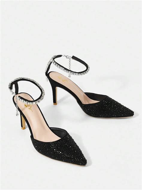 CUCCOO CHICEST Women'S Pointed Toe Stiletto Heels With Diamond Chain ...