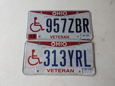 2x Pair Ohio Disabled Veteran Handicap 957ZBR 313YRL No Exp. License ...