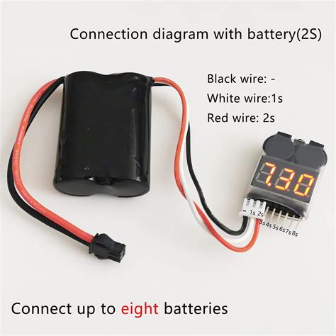 Buy Wishiot RC 1-8s Lipo Battery Voltage Tester Low Voltage Buzzer ...