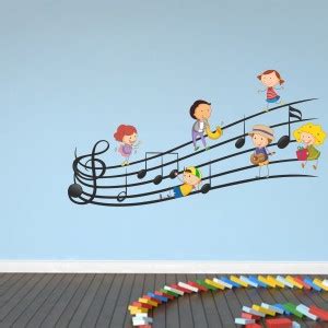 Sticker Hub 48 cm Kids playing Music Instruments Wall Sticker 48cm x ...