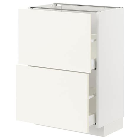 METOD / MAXIMERA base cabinet with 2 drawers, white/Vallstena white ...