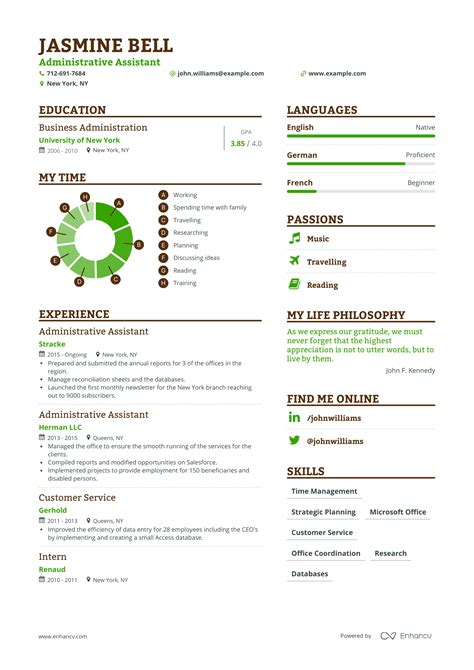 Administrative Assistant Resume Samples - A Step by Step Guide for 2023 | Enhancv.com (Layout ...