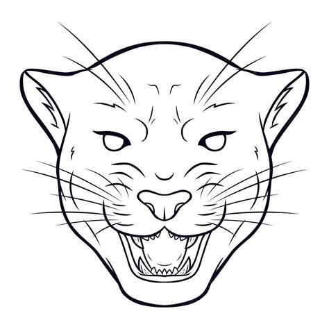 Simple Panther Head Drawing