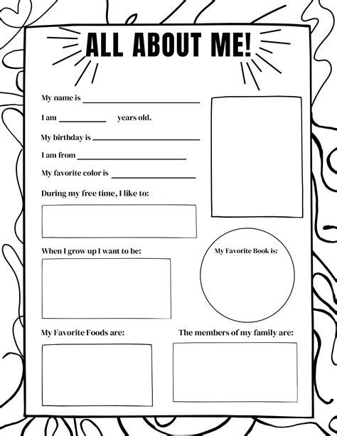 All About Me Reusable, Digital, Printable, Worksheet for Kids. - Etsy