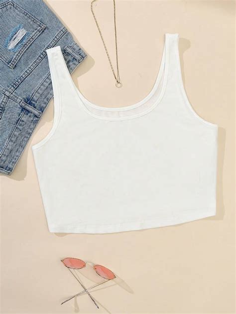 SHEIN Relaxiva Plus Solid Crop Tank Top | SHEIN USA