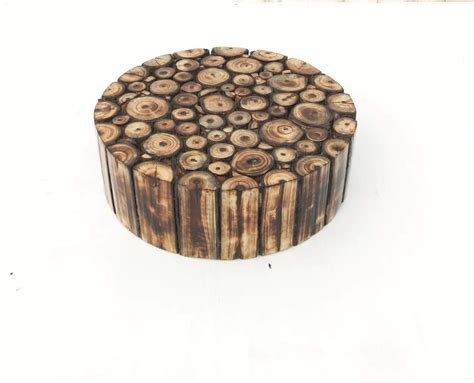 Artology Wooden Handcrafted Round Shape Stool/Table Natural Wood Logs ...