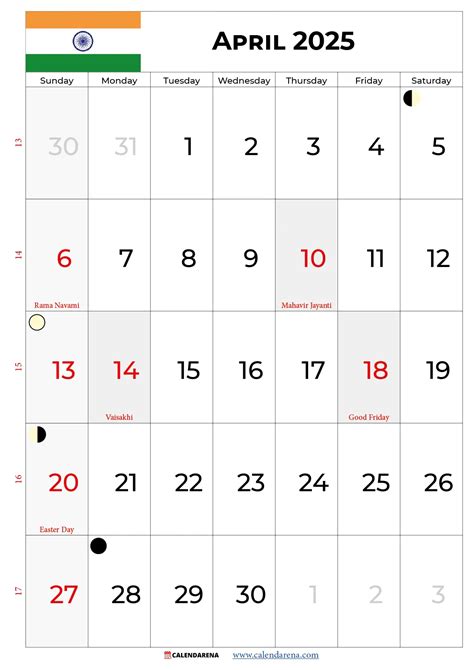 April 2025 Calendar India With Holidays
