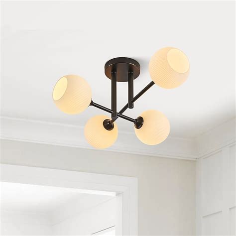 KAWOTI Edendale 4-Light 23-in Matte Black Semi Flush Mount Light 21338 ...