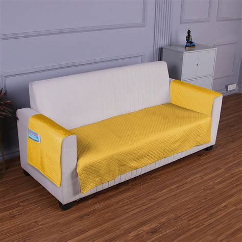 HOKIPO Quilted 3 Seater Sofa Cover Set, One Seat Mat with Two Armrest ...