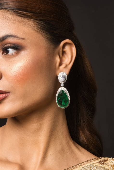 Arana Green American Diamond Earrings – QUEENS JEWELS