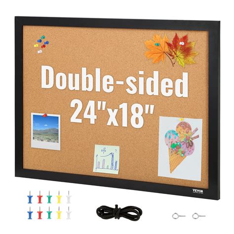 VEVOR Cork Board for Walls, Double-Sided Cork 24'' x 18'' Bulletin ...