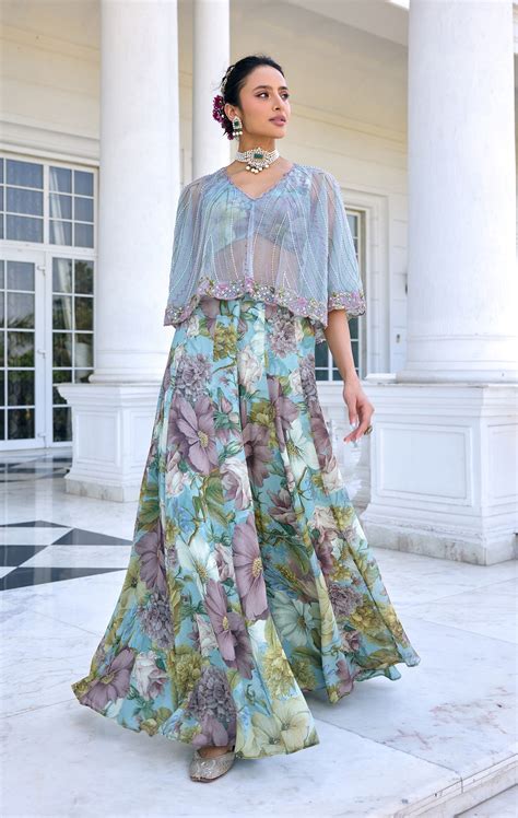 Handprinted Cape Sets | Designer Cape Dresses – Kalista-Ind