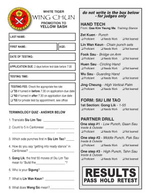 Fillable Online Wing Chun Test paper to Yellow Sash Layout 1 Fax Email ...