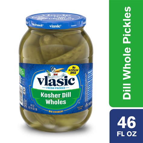 Vlasic Wholes Original Dill Pickles, Kosher Dill Pickles, 46 Oz Jar ...