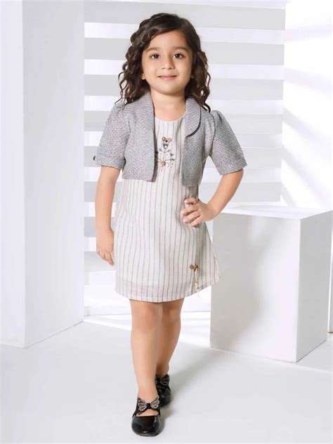 Grey Pinstripe Shift Dress with Matching Over coat For Girls – Lagorii Kids