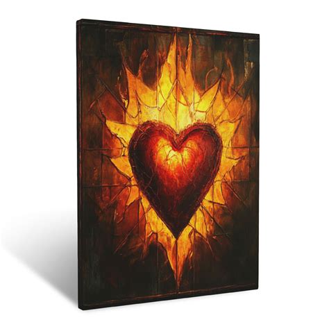 CozyNet The Sacred Heart Of Jesus Glowing Brightly With Flames Of Divine Love And Mercy Wall Art ...