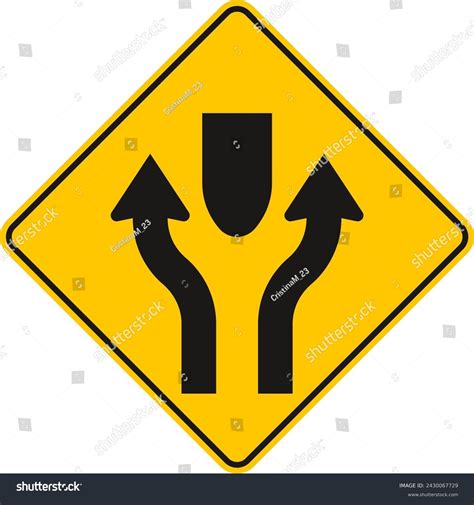 Separeted Highway Begin 1 Direction Divider Stock Vector (Royalty Free ...