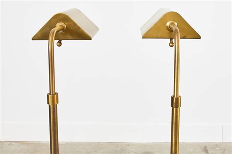 Pair of Patinated Brass Adjustable Pharmacy Floor Lamps at 1stDibs