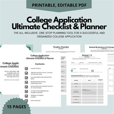 Ultimate College Application Planner and Checklist Printable ...