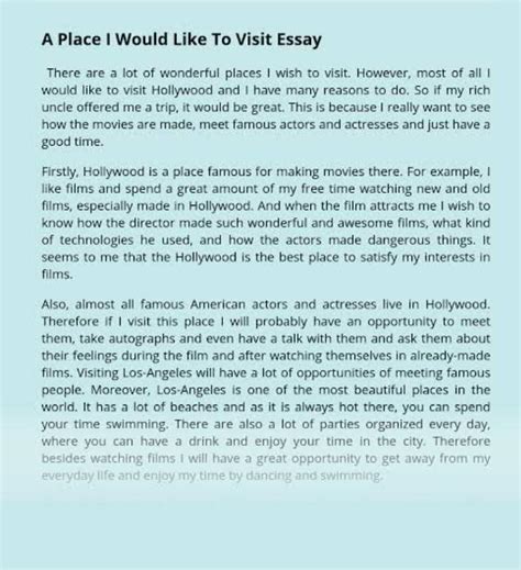 a place I would like to visit essay - Brainly.in
