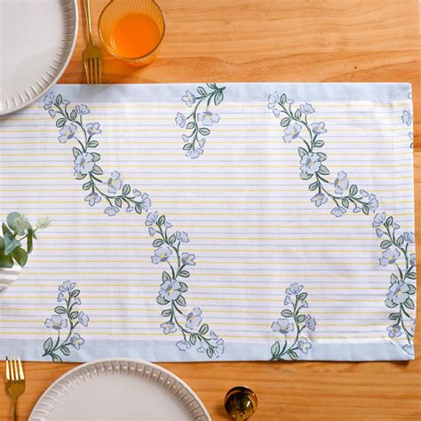 Azzurro Soft Cotton Table Runner Online - Premium Table Runner | Nestasia