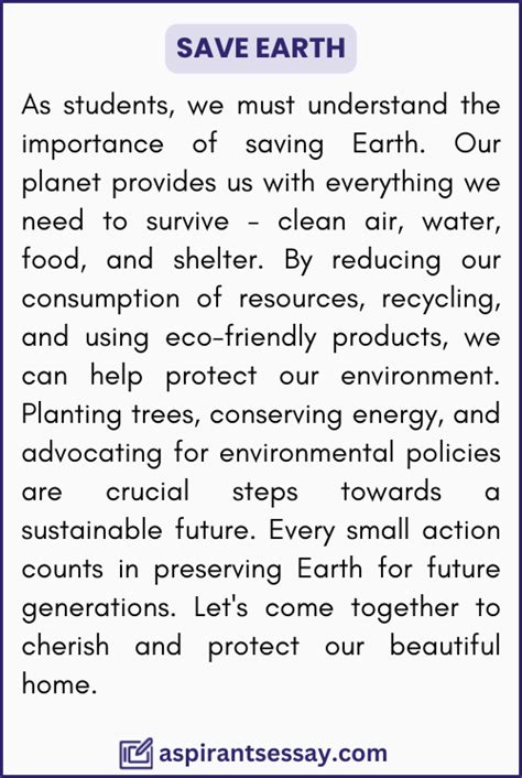 Paragraph on Save Earth in English (100, 150, 200, 250 Words)