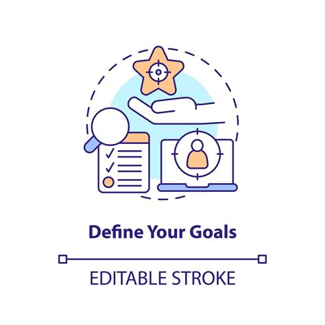 Define your goals concept icon. Job position requirements. IT staffing tip abstract idea thin ...