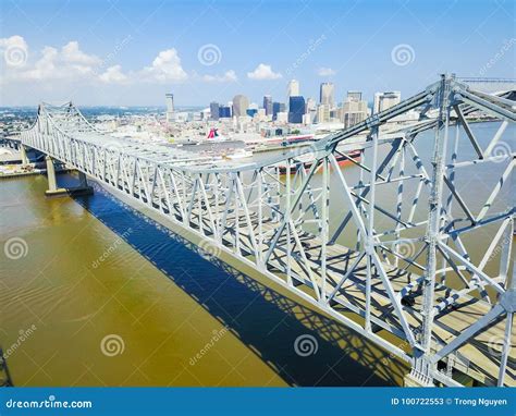 Crescent City Connection Bridge and Downtown New Orleans Stock Image ...