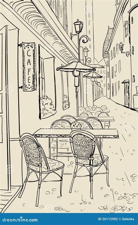 Street Cafe Sketch Illustration. Stock Vector - Illustration of seat, coffeehouse: 26112902