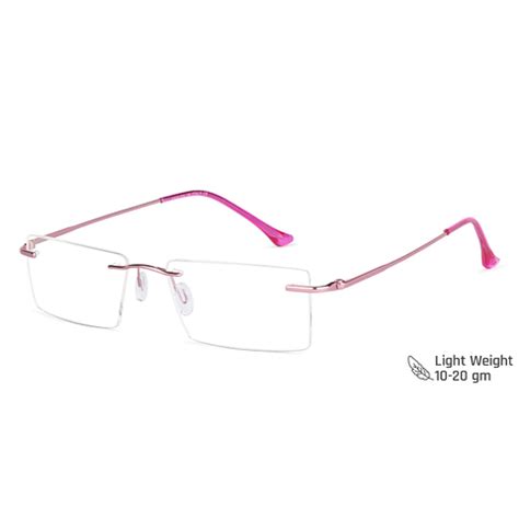 Pink Rimless Rectangle Vincent Chase SLEEK STEEL 149 -C7 Eyeglasses