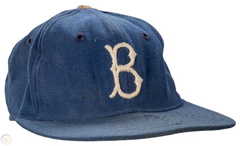 1955-56 Jackie Robinson Game Used Brooklyn Dodgers Cap (MEARS ...