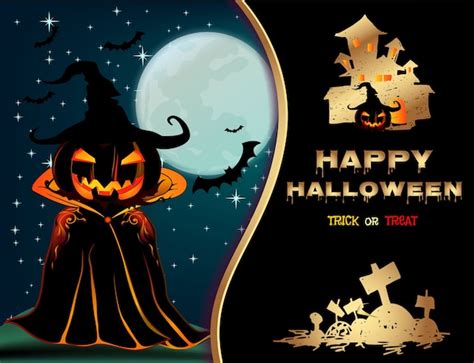 Citrouilles d'Halloween au clair de lune | Vecteur Premium