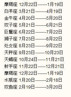 星座月份表（十二星座的月份表）_华夏文化传播网