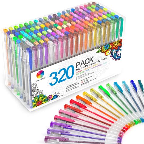 Buy 320 Pack Gel Pens Set, Smart Color Art 160 Colors Gel Pen with 160 ...