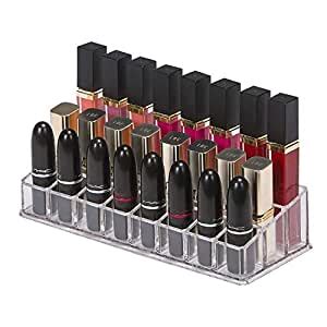 Cart Black 24 Compartment Plastic Makeup Lipstick Storage Clear Acrylic ...