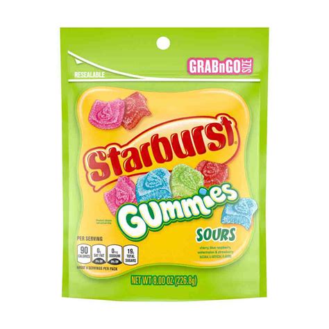 Starburst Sour Gummies Candy Resealable Bag, 8 oz.