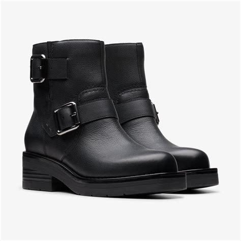 Womens Rebelle Buckle Black Leather Ankle Boots | Clarks Outlet