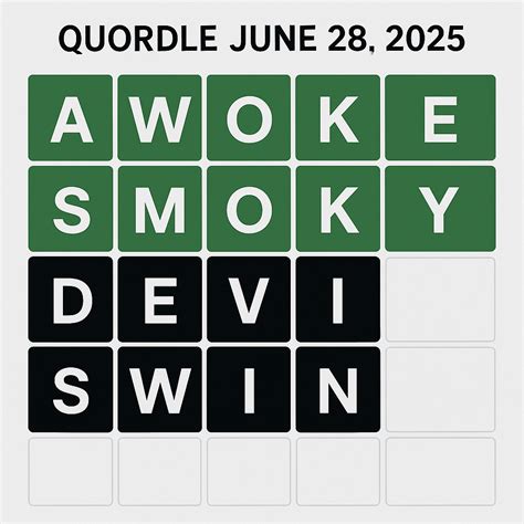 Quordle June 28 2025 Answer & Hints