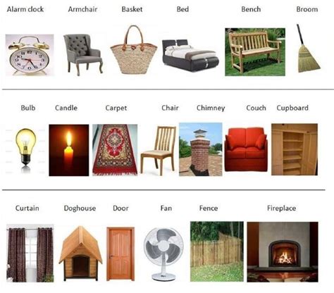 家具类型术语，定义以及中英文对照