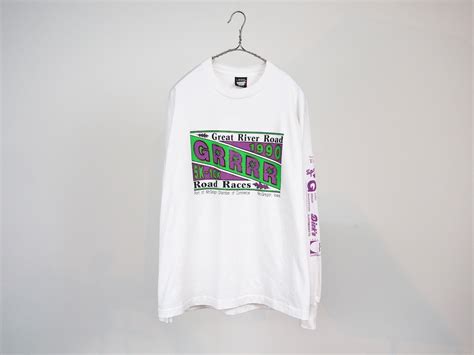 90's "GRRRR" Great river road road race l/s T-shirt L /made in USA ...