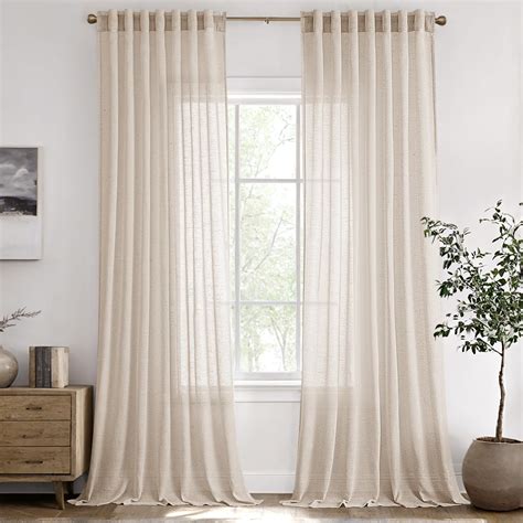 Amazon.com: ANRODUO Beige Flax Linen Curtains 84 Inch Length 2 Panels ...