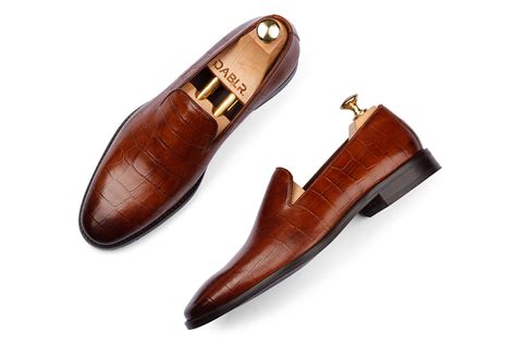 ROTTERDAM - CROCO ROYAL TAN HAND PATINA LEATHER SHOES – DABLR. Shoes