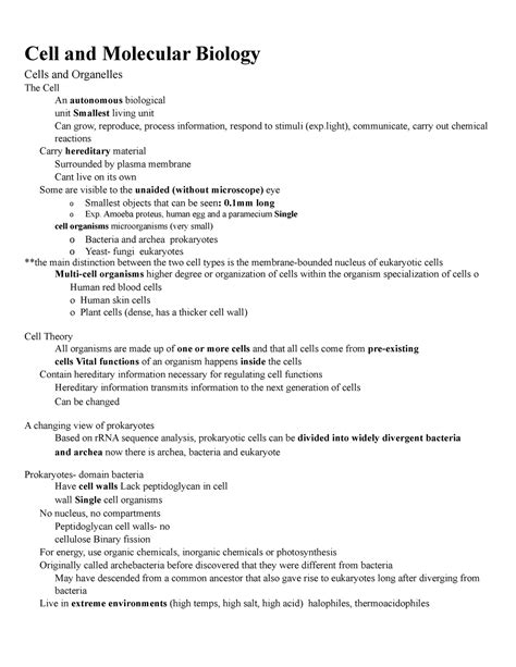 Cells and Molecular biology - Cell and Molecular Biology Cells and ...