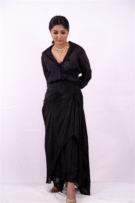 Black Shirt Skirt Co-ord Set – Siva