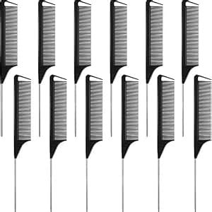 Buy 12 Pieces Hair Parting Comb Pin Tail Combs Fine-tooth Comb Rat Tail ...