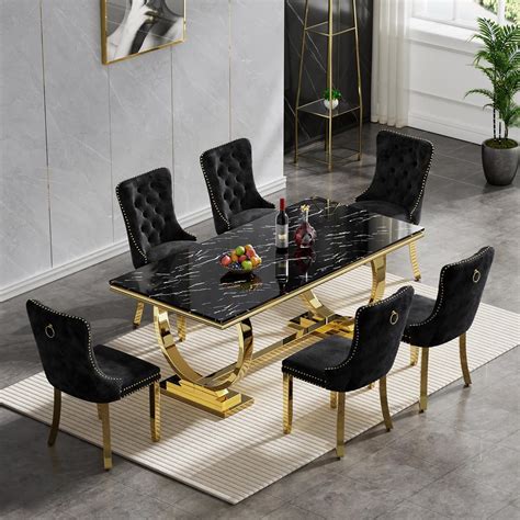 Black And Gold Kitchen Table Set