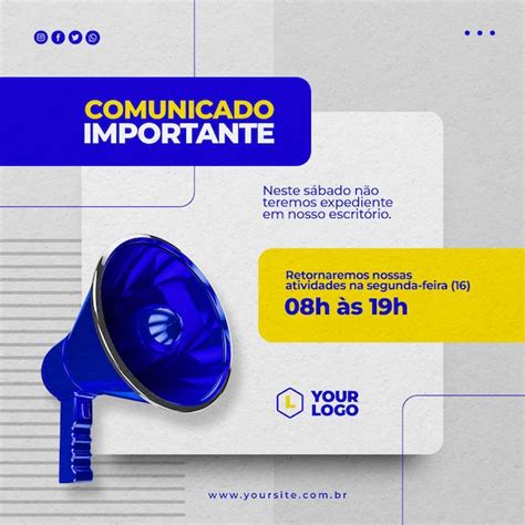 Post social media important announcement with megaphone icon 3d render ...
