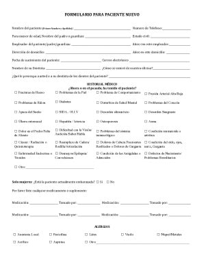 Fillable Online New Patient Form (Spanish) Fax Email Print - pdfFiller