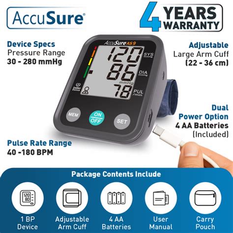 AccuSure AS9 Automatic + Advance Feature Blood Pressure Monitoring ...