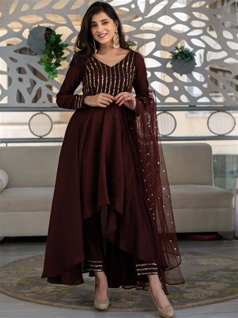 Label Shaurya Sanadhya Sequinned Kurta with Trousers & With Dupatta ...